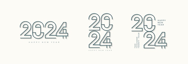 Set of two happy new year 2024 design vector shapes Clean and unique premium vector