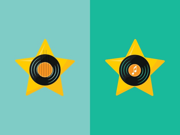 Set of two music logo stars