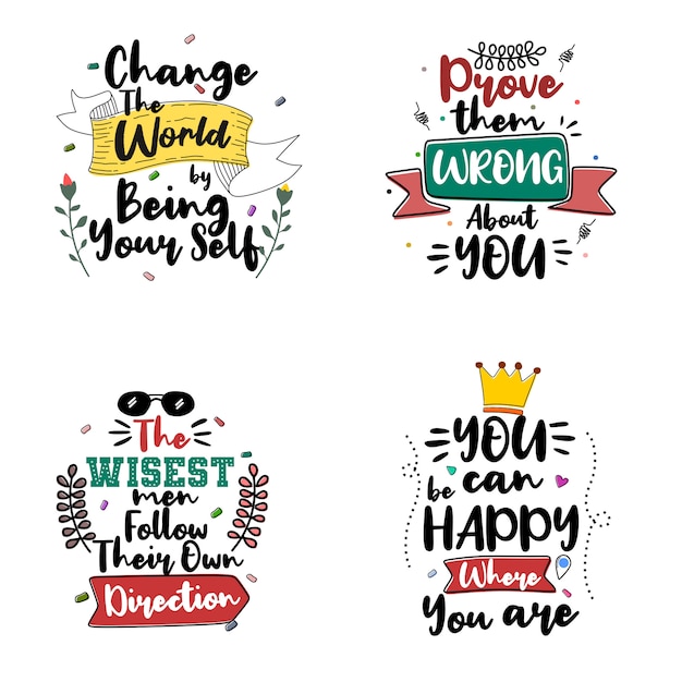 Set of typography motivational quotes