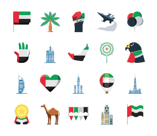 Vector set of uae national day