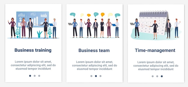 A set of UI and UX interfaces for the user interfaceBusiness training team and time management