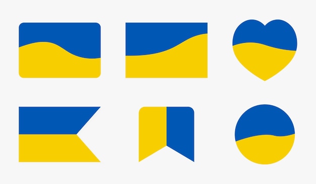 Set of Ukrainian flags Support for Ukraine