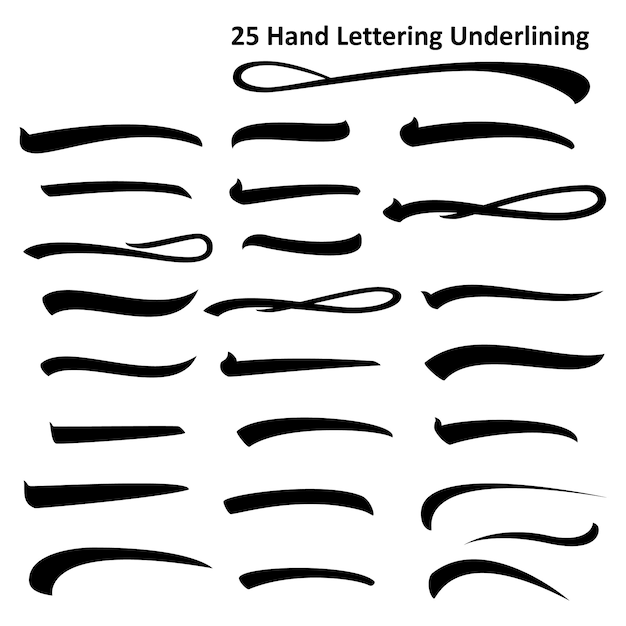 Set of underlines lettering lines isolated 