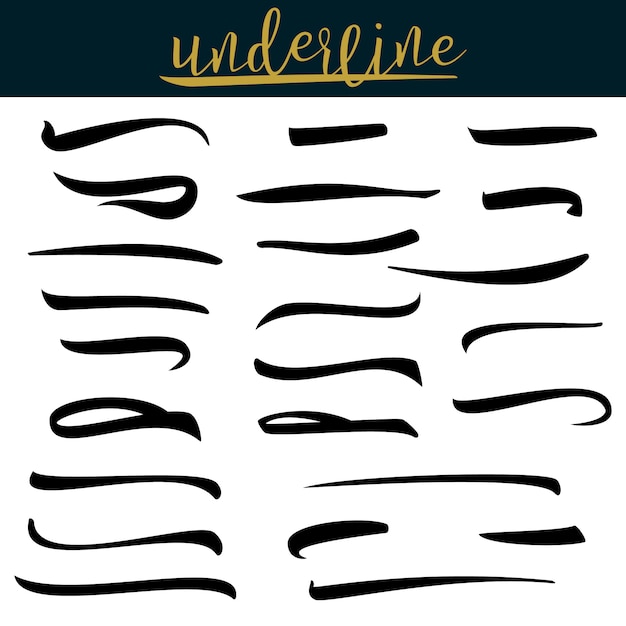 Set of underlines lettering lines isolated