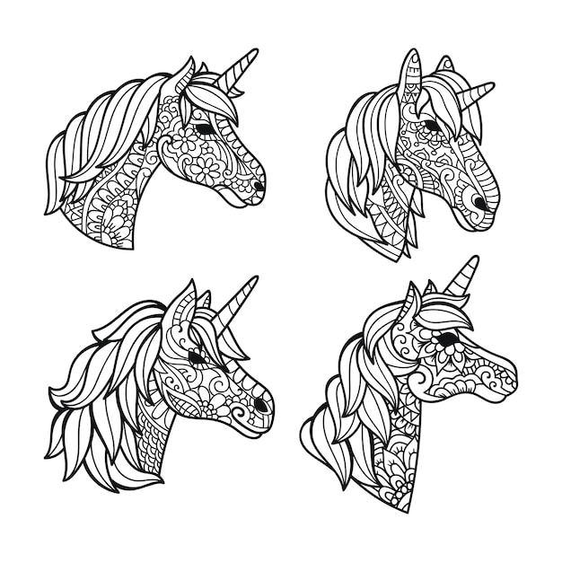 Set of unicorn decoration cutting design