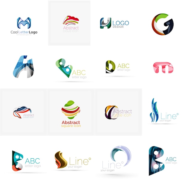 Set of universal company logo ideas business icon collection