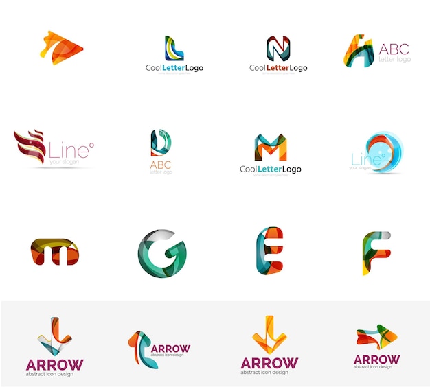 Set of universal company logo ideas business icon collection