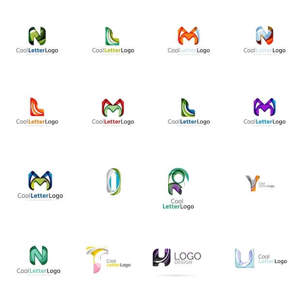 Set of universal company logo ideas business icon collection