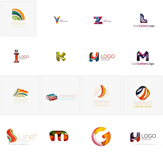 Set of universal company logo ideas business icon collection