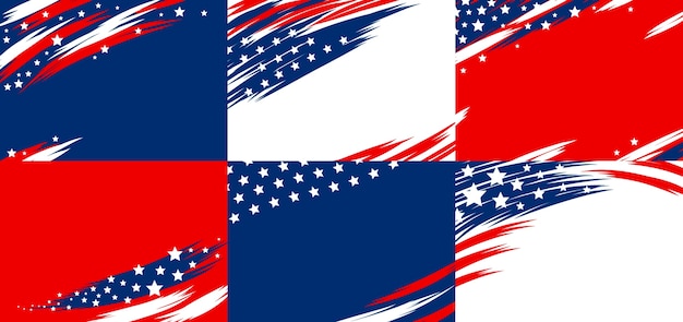 Set of USA banner abstract background of american flag