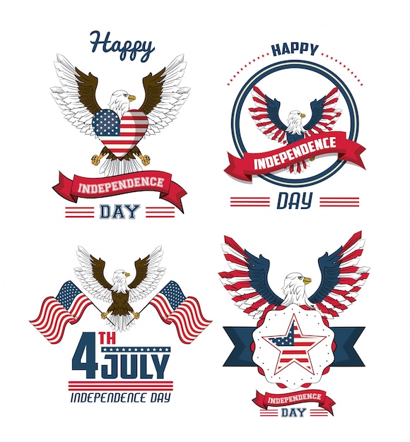 Set of USA independence day cards 