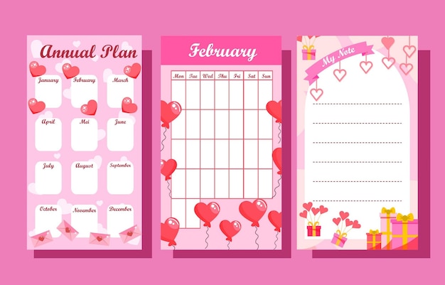 Set of Valentine Journal Template