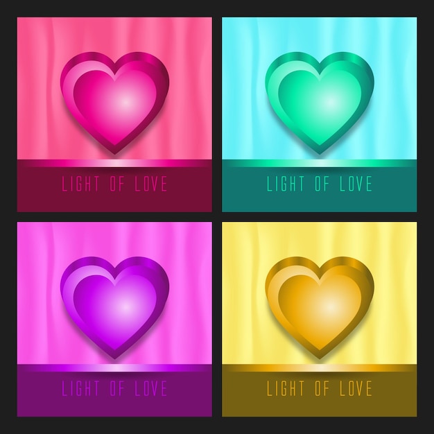 Vector set of valentine's day background with color variations heart shape