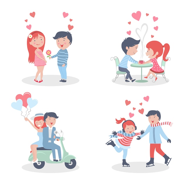 Set of valentine's day couple character cartoon illustration