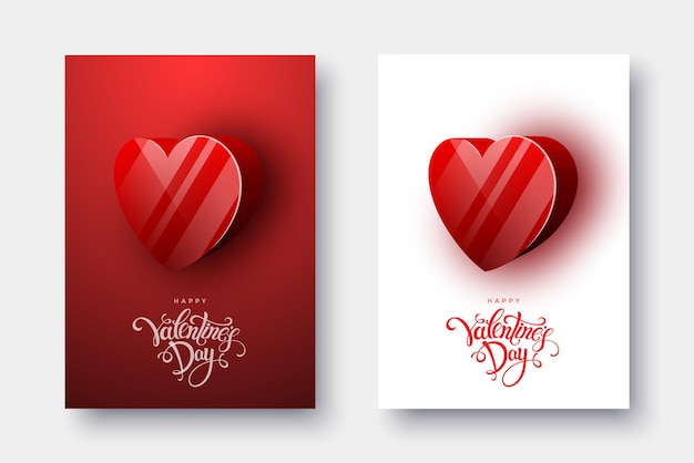 Set of Valentine's Day poster, banner card. Vector illustration