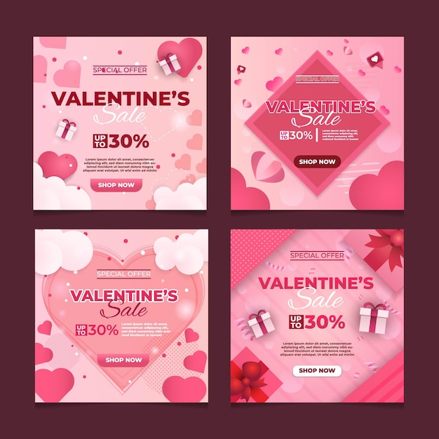 Set of Valentine Social Media