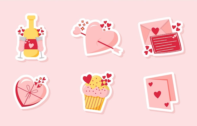 Set of Valentine Sticker Design