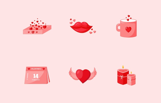 Set of Valentine Sticker Design