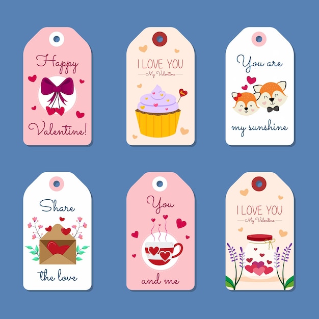 set of valentine tags