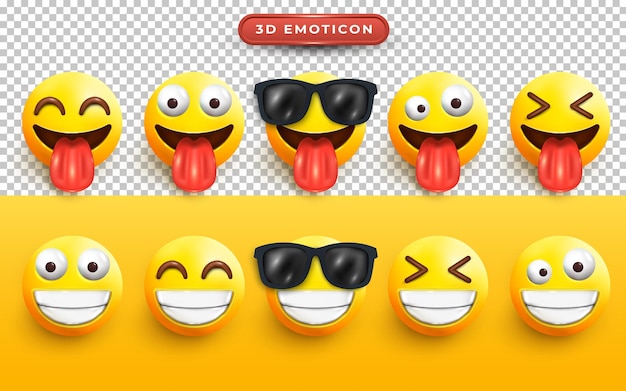 Set of Various 3d Emoji Face Icons