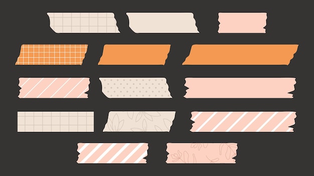 Set of various adhesive tapes isolated on dark background Vector illustration