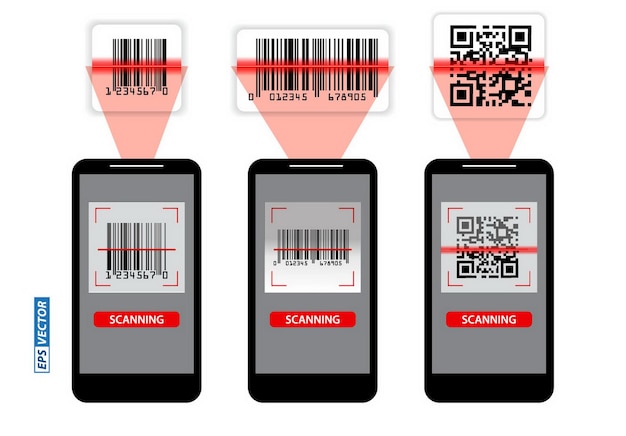 set of various bar code or set of packaging label bar code or qr codes