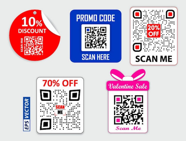 set of various bar code or set of packaging label bar code or qr codes