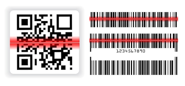 Set of various barcode label or scan barcode bars supermarket or retail pricing bar label sticker