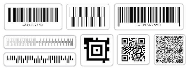 Set of various barcode label or scan barcode bars supermarket or retail pricing bar label sticker.