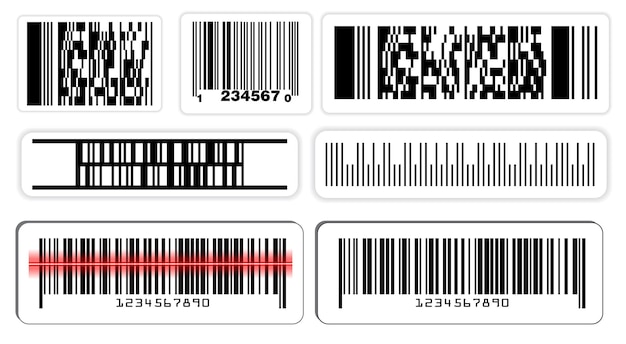 Set of various barcode label or scan barcode bars supermarket or retail pricing bar label sticker.