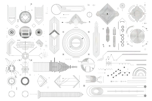 Vector a set of various designs and elements in the style of strong linear elements vintage minimalism whit