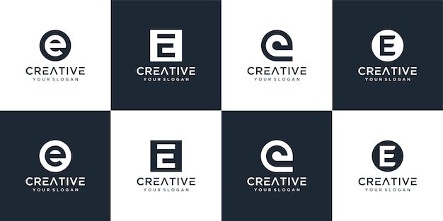 Set of various E logo template