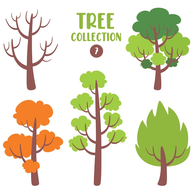 Set Of Various Flat Trees