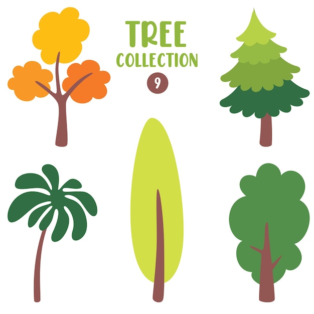 Set Of Various Flat Trees