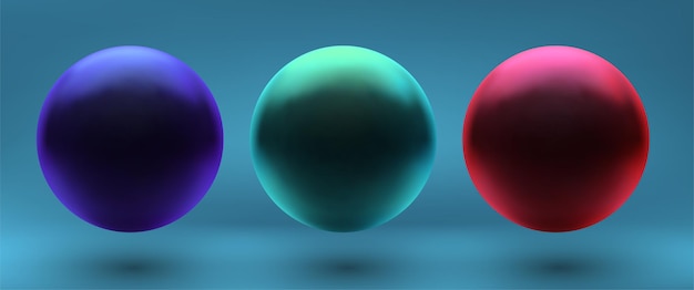 Set of vector 3d spheres on a colored background