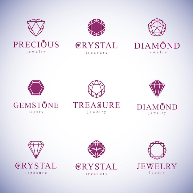 Set of vector abstract geometric shapes best for use as luxury logo. Brilliant jewelry sign.