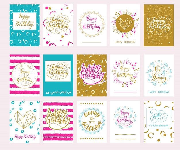 Vector set of vector birthday cards.