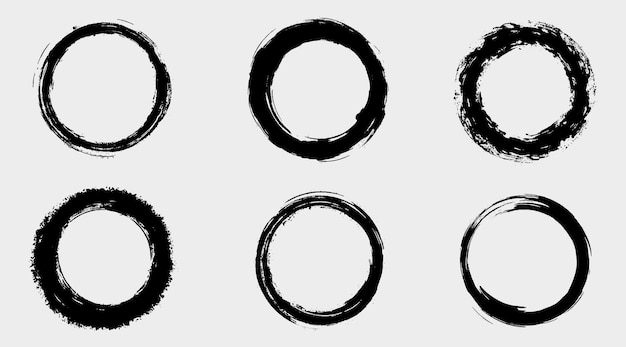 Vector set of vector black circle brushes