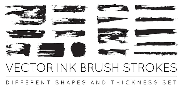 Set of Vector Black Pen Ink Brush Strokes Grunge Ink Brush Stroke Dirty Brush Stroke