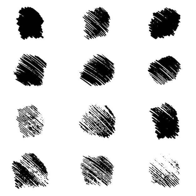 Set of Vector Black Stains Collection of Pencil Strokes and Stains of Black Hand Drawn Stains