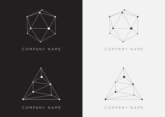 Set of Vector Black and White Lattice Shape Symmetric Lined Object with Dots