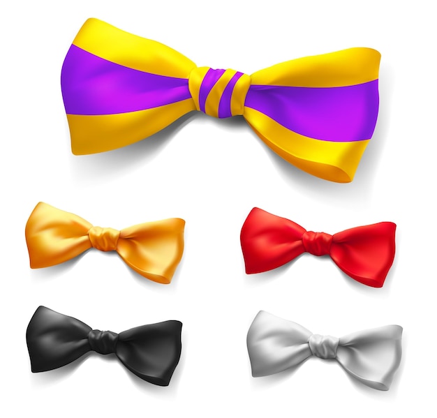 Set of vector bows of different colors isolated