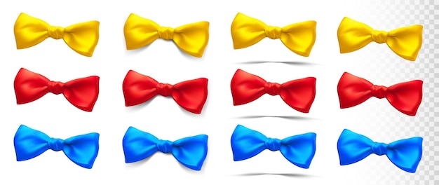 Set of vector bows of different colors isolated