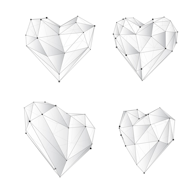 Set of vector bulk hearts for medicine and holiday