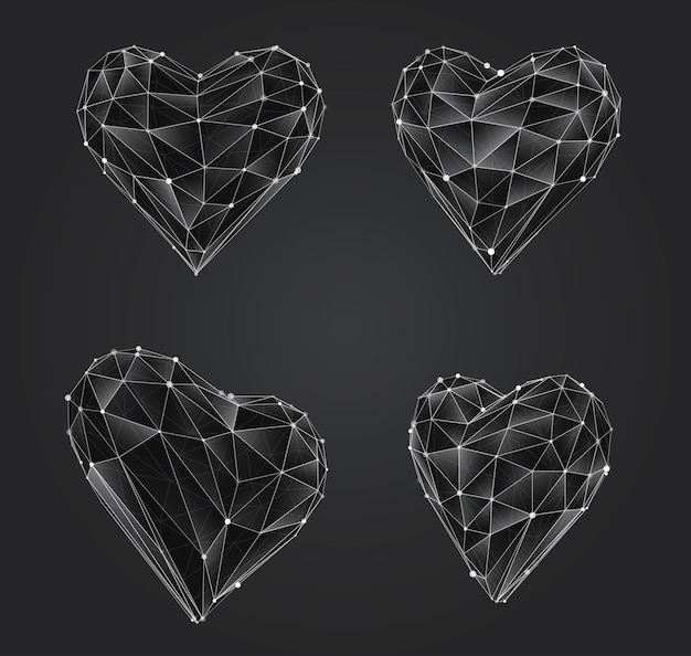 Set of vector bulk hearts for medicine and holiday