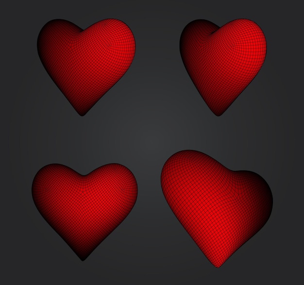 Set of vector bulk hearts for medicine and holiday