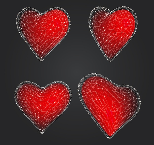 set of vector bulk hearts for medicine and holiday