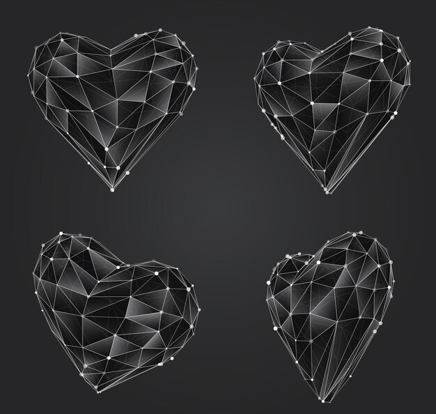 Vector set of vector bulk hearts for medicine and holiday