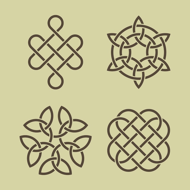 Set of vector celtic knots. Irish medieval spirit symbols