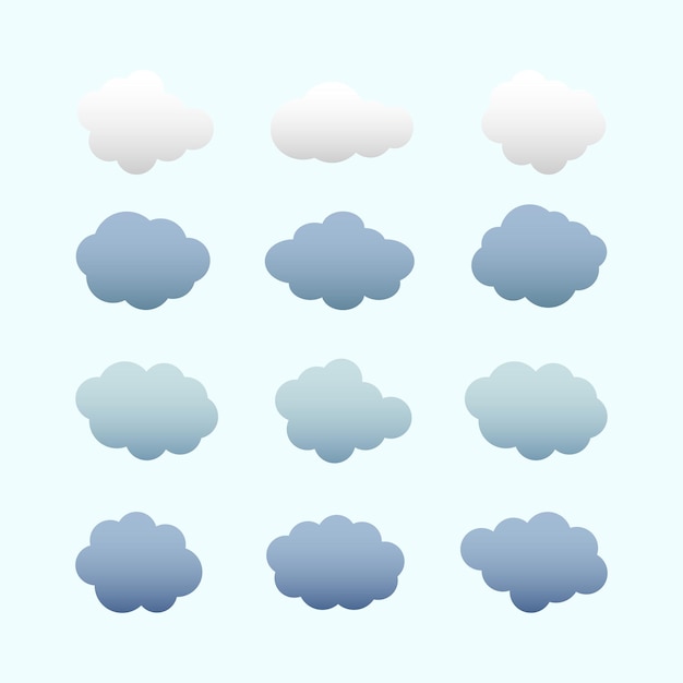 Set of vector clouds on a light background